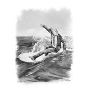 dolphin surfer tshirt bw